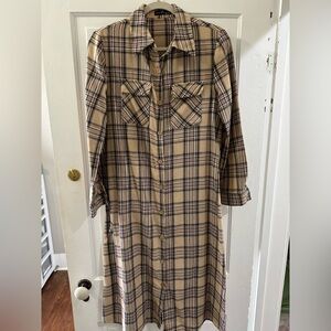 Emery Rose Plaid Shirt Dress